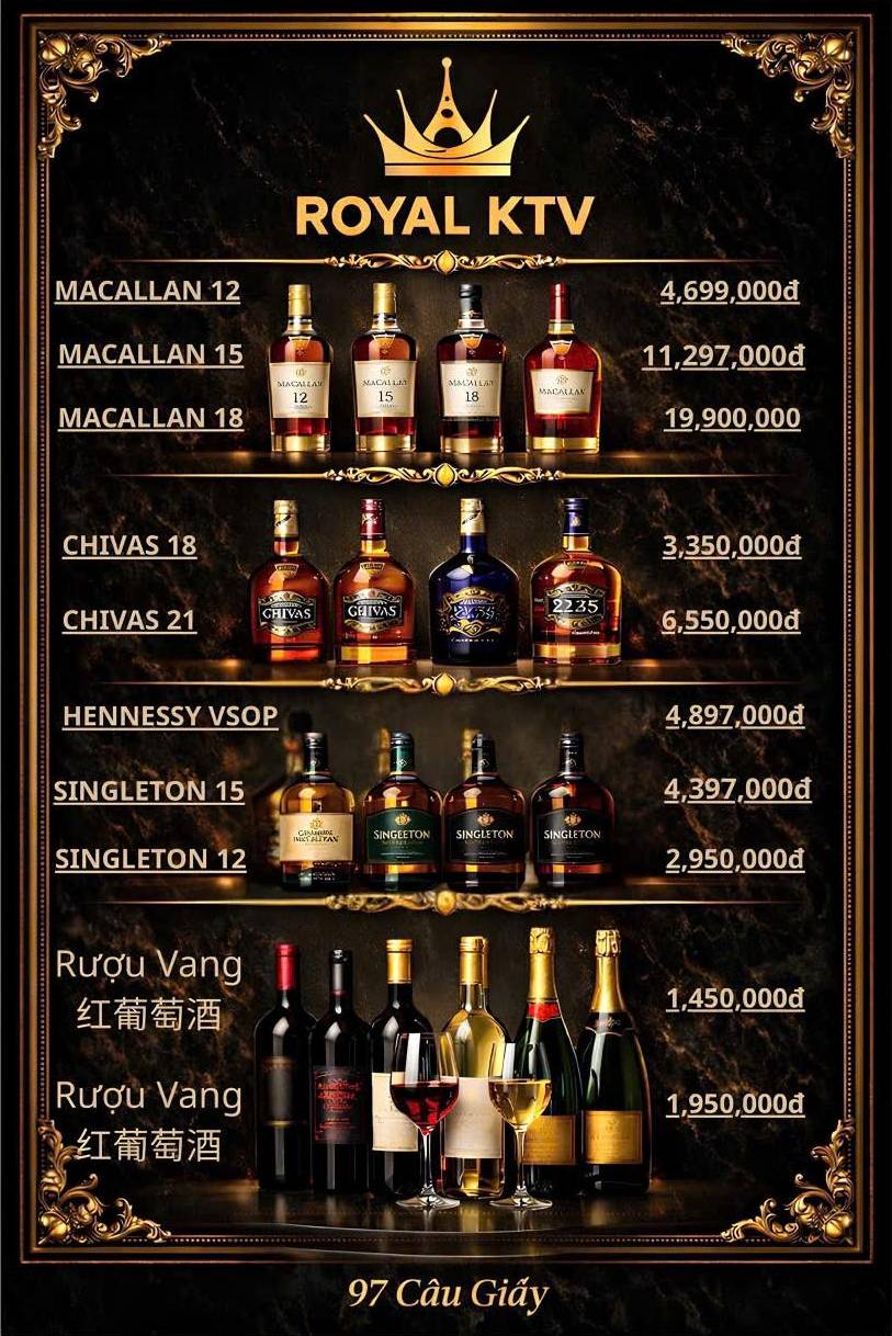 Rượu Vang và Sâm Banh nhập khẩu tại Royal Club